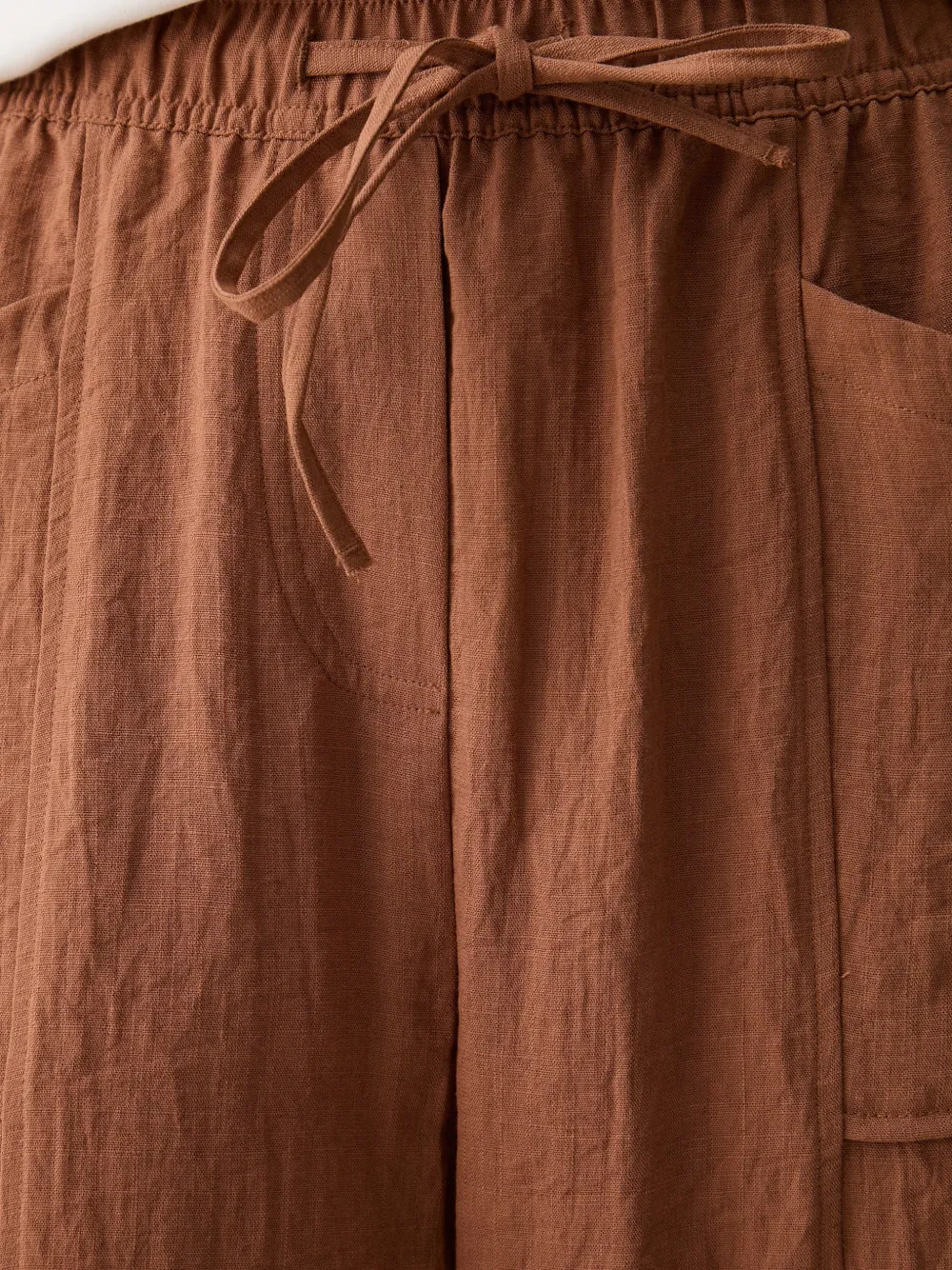 Benetton Cropped broek met rechte pijpen en trekkoordtaille Bruin