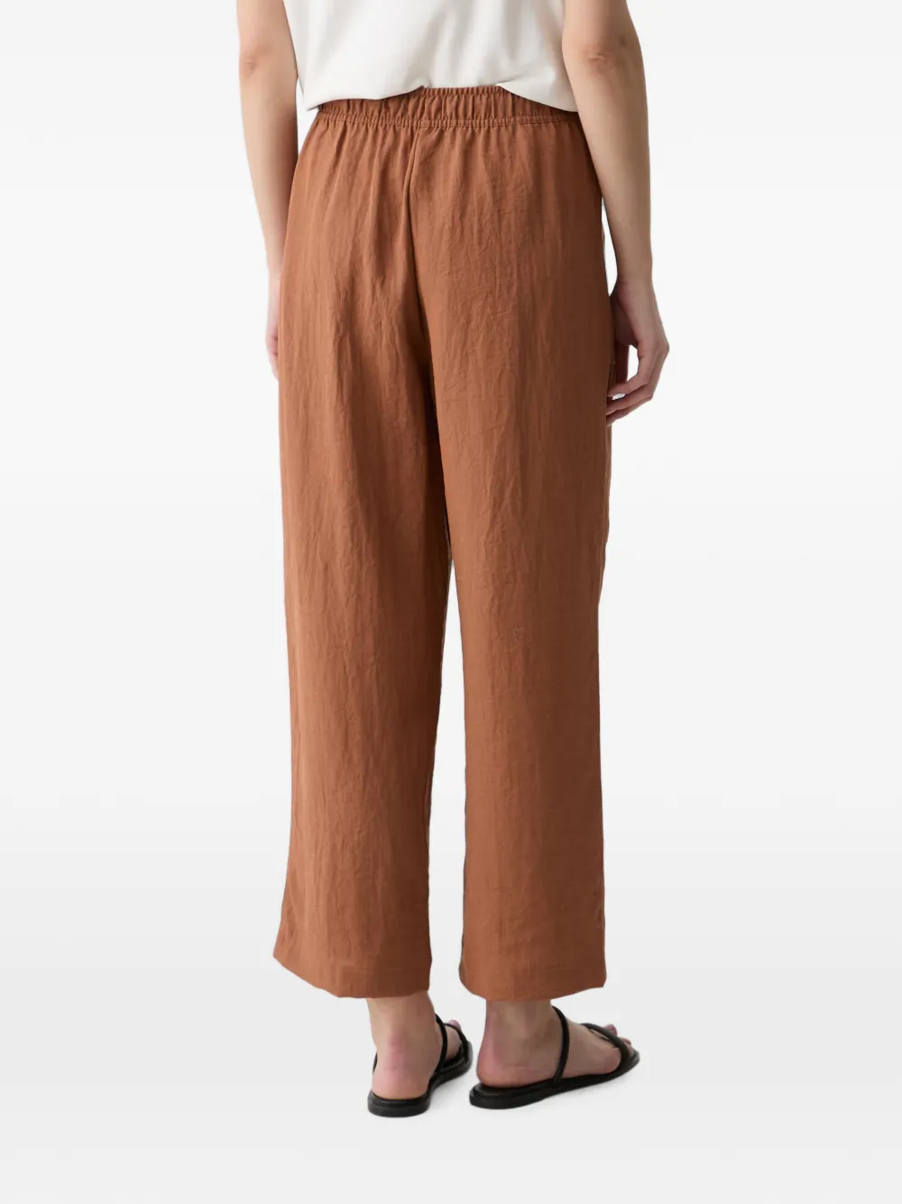 Benetton Cropped broek met rechte pijpen en trekkoordtaille Bruin