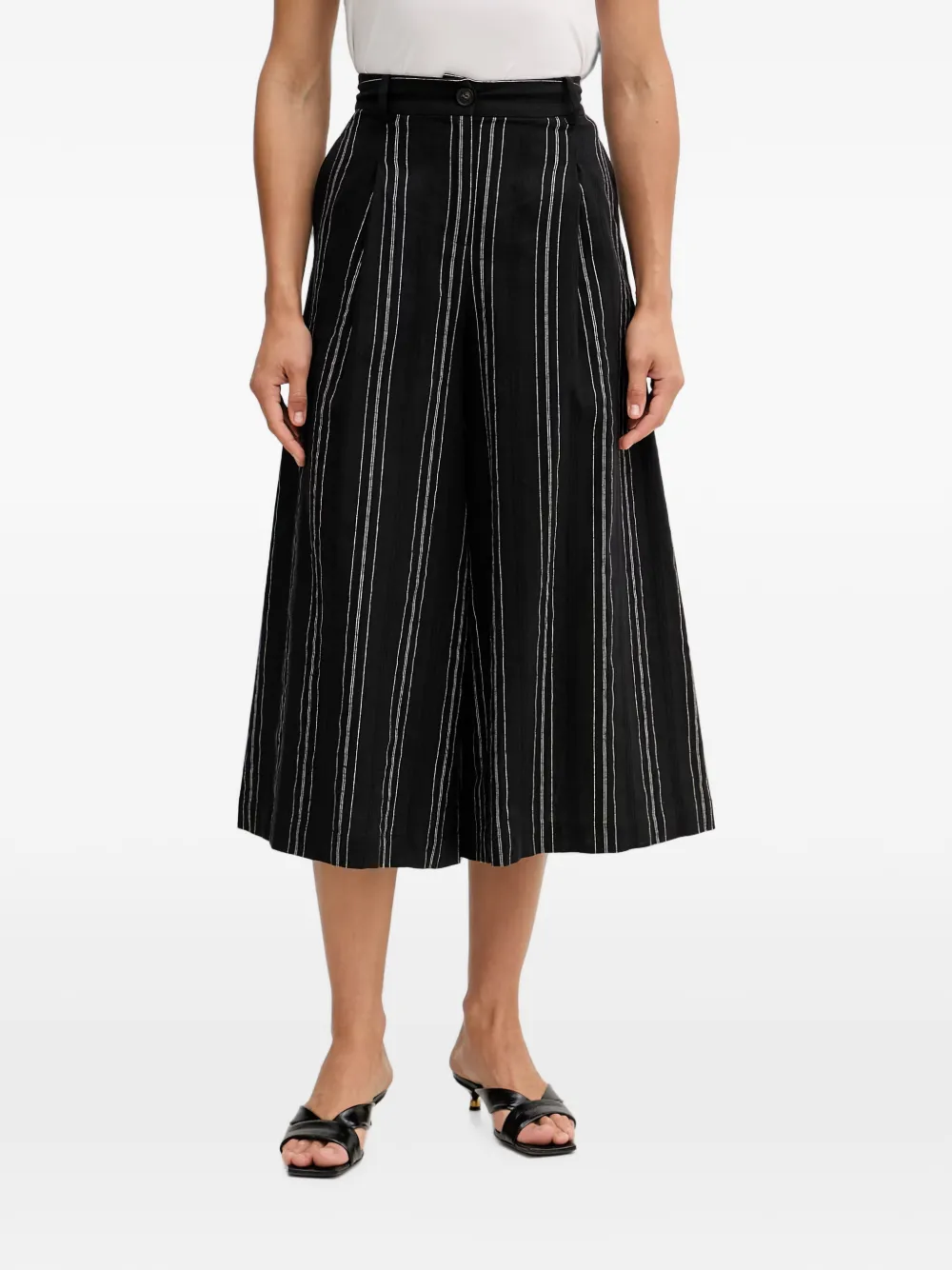 Benetton vertical-stripe cropped palazzo pants