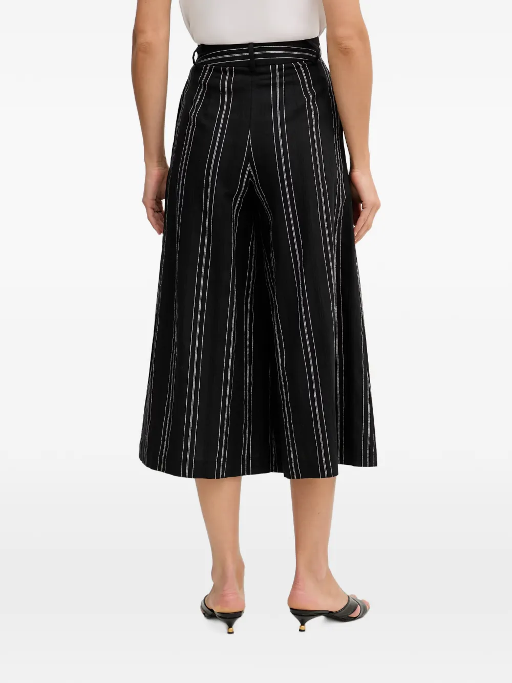 Benetton Cropped palazzobroek met verticale streep Zwart