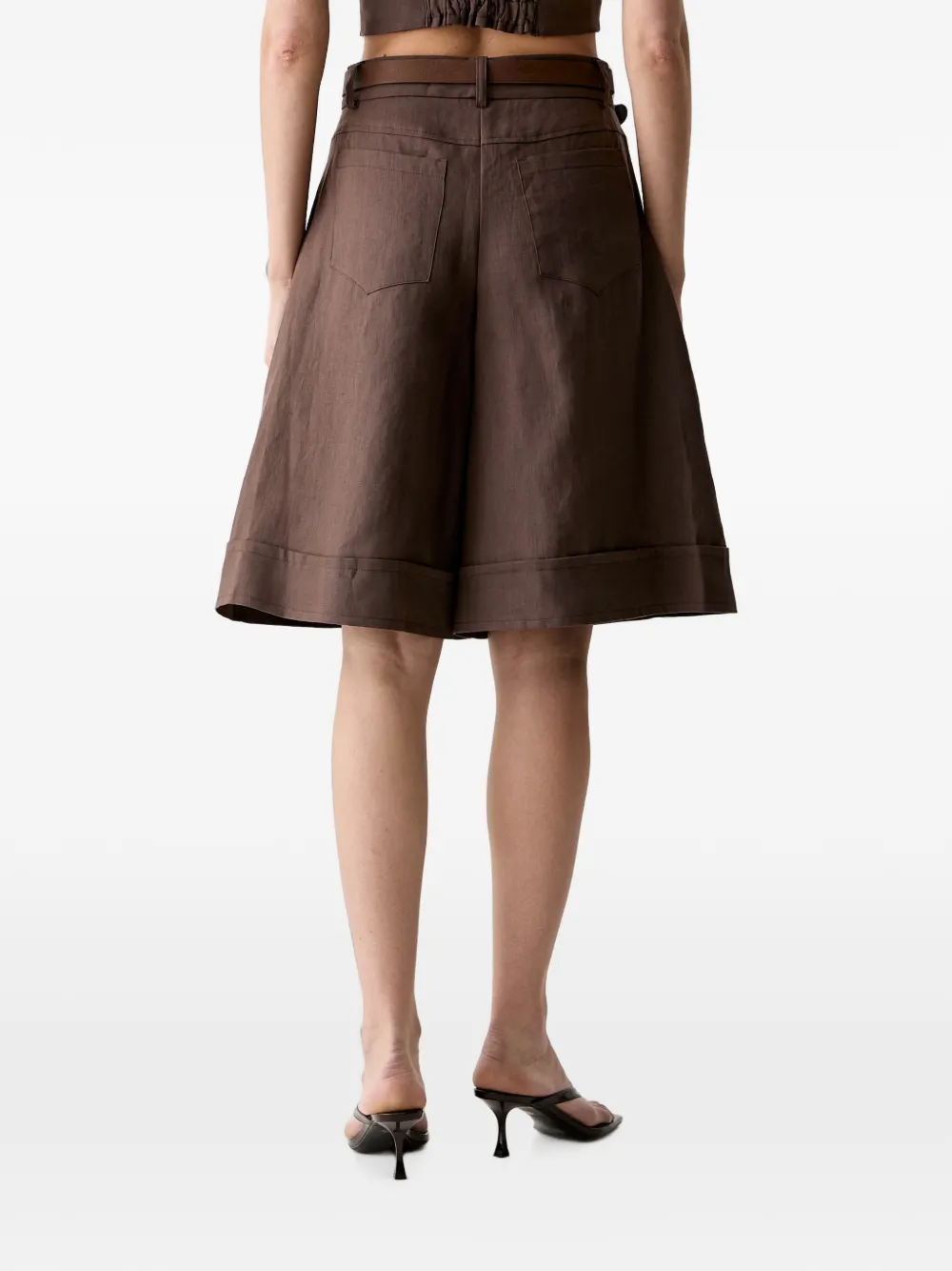 VICOLO Shorts met ceintuur en omgeslagen pijpen Bruin