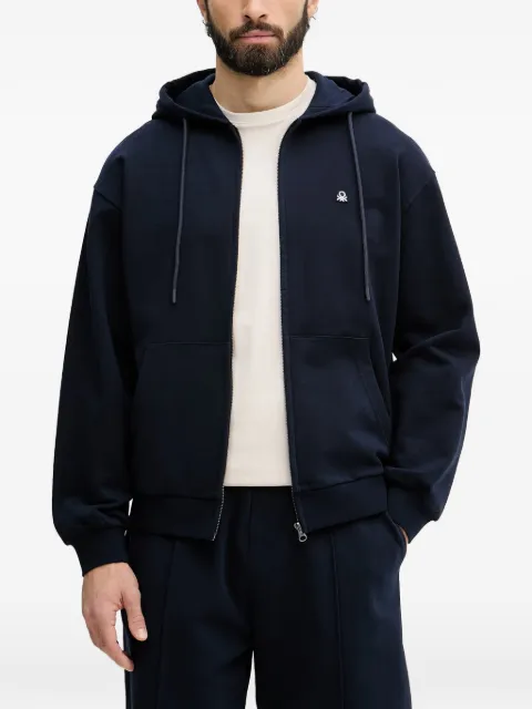 Benetton logo-patch zip-up hoodie