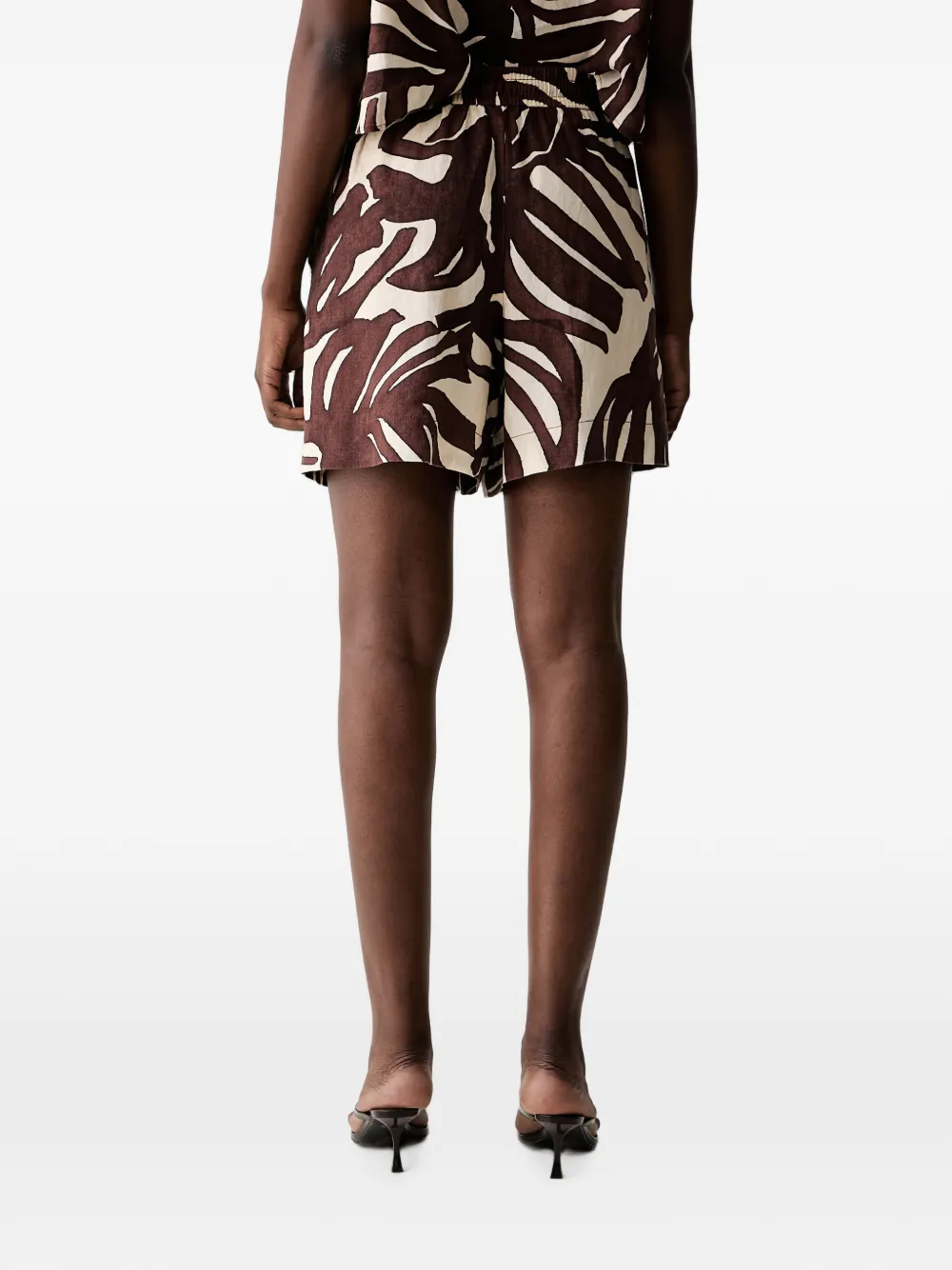Benetton Mini-shorts met blader-print en trekkoord Bruin
