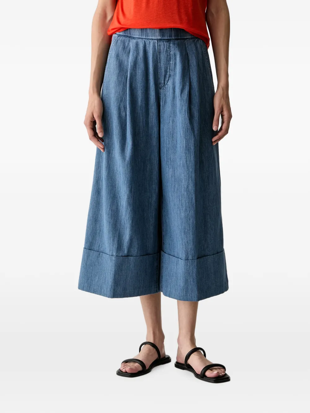 Benetton pleated-detail turn-up trousers