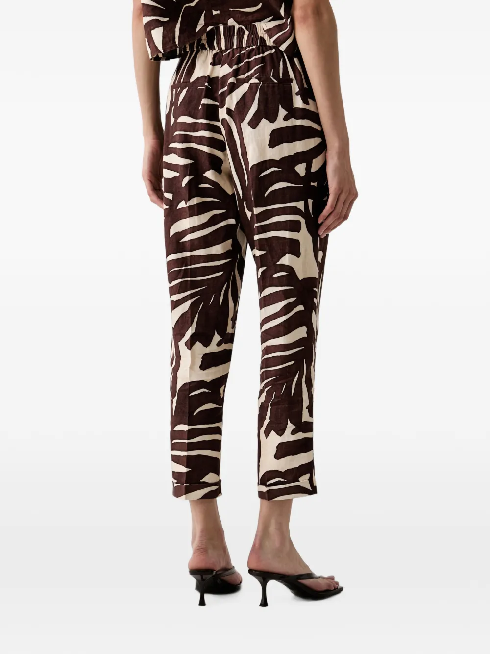 Benetton Plooibroek met bladerprint Bruin