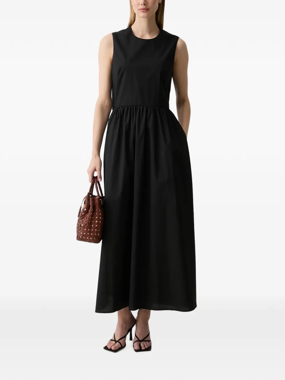 Benetton Abito midi smanicato con cut-out - Nero