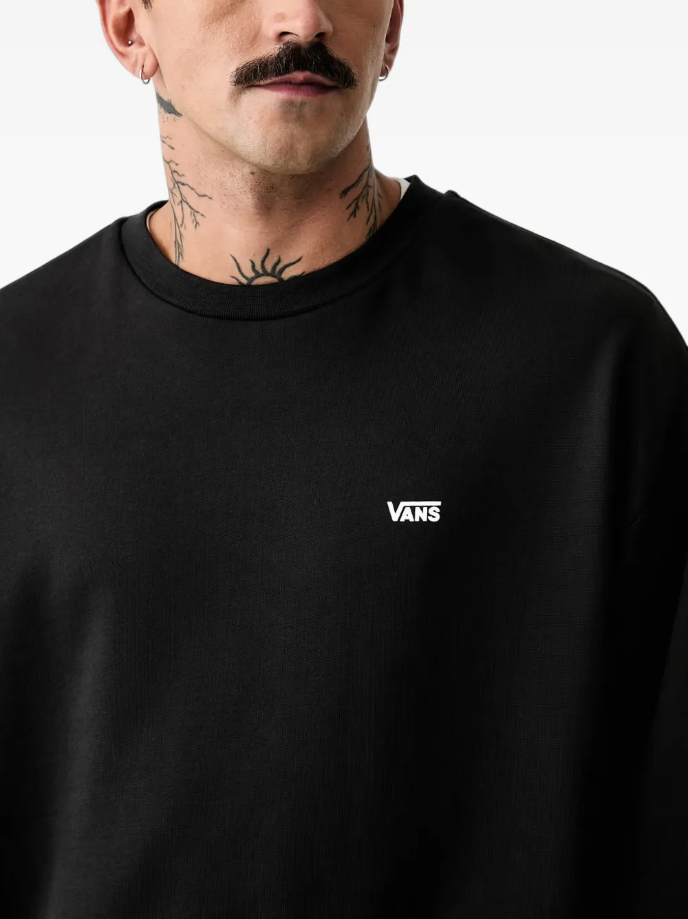 Vans logo-print crew-neck sweater Zwart
