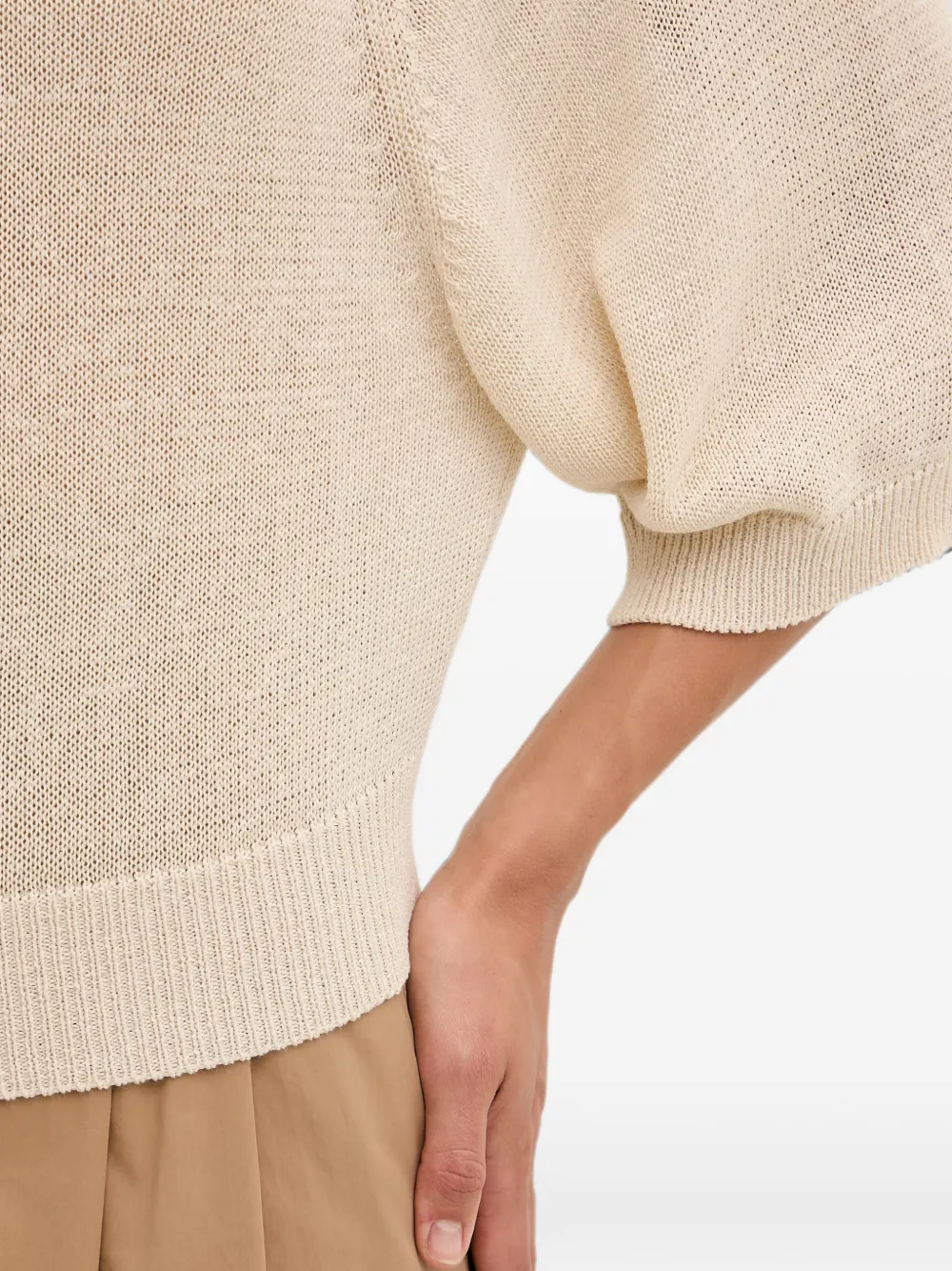 Benetton Trui met raglan mouwen en geribbelde afwerking Beige