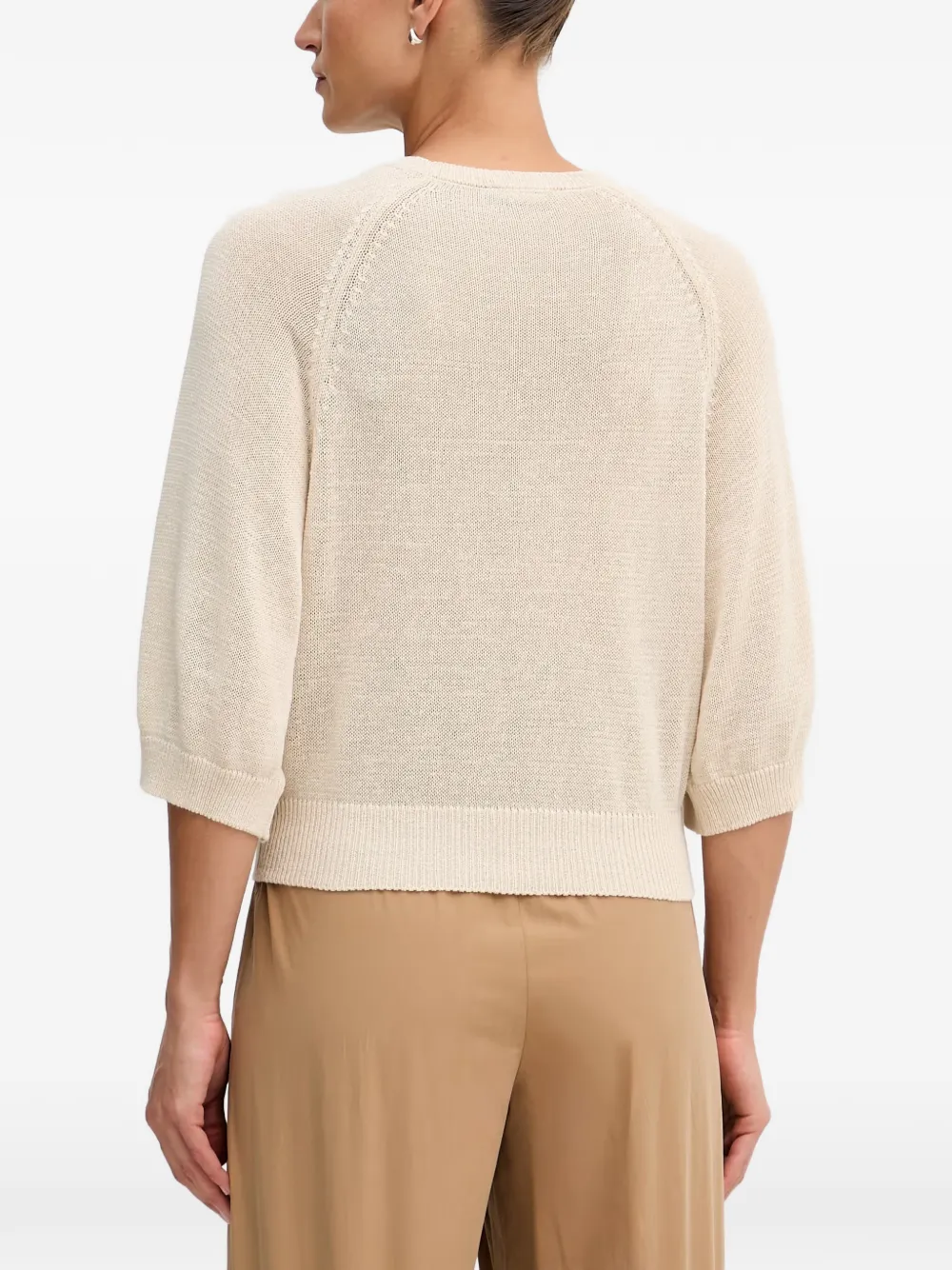 Benetton Trui met raglan mouwen en geribbelde afwerking Beige