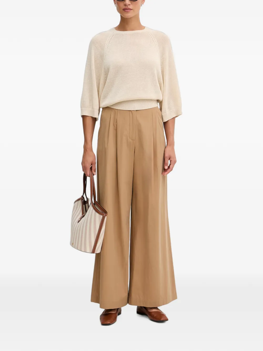 Benetton Trui met raglan mouwen en geribbelde afwerking Beige