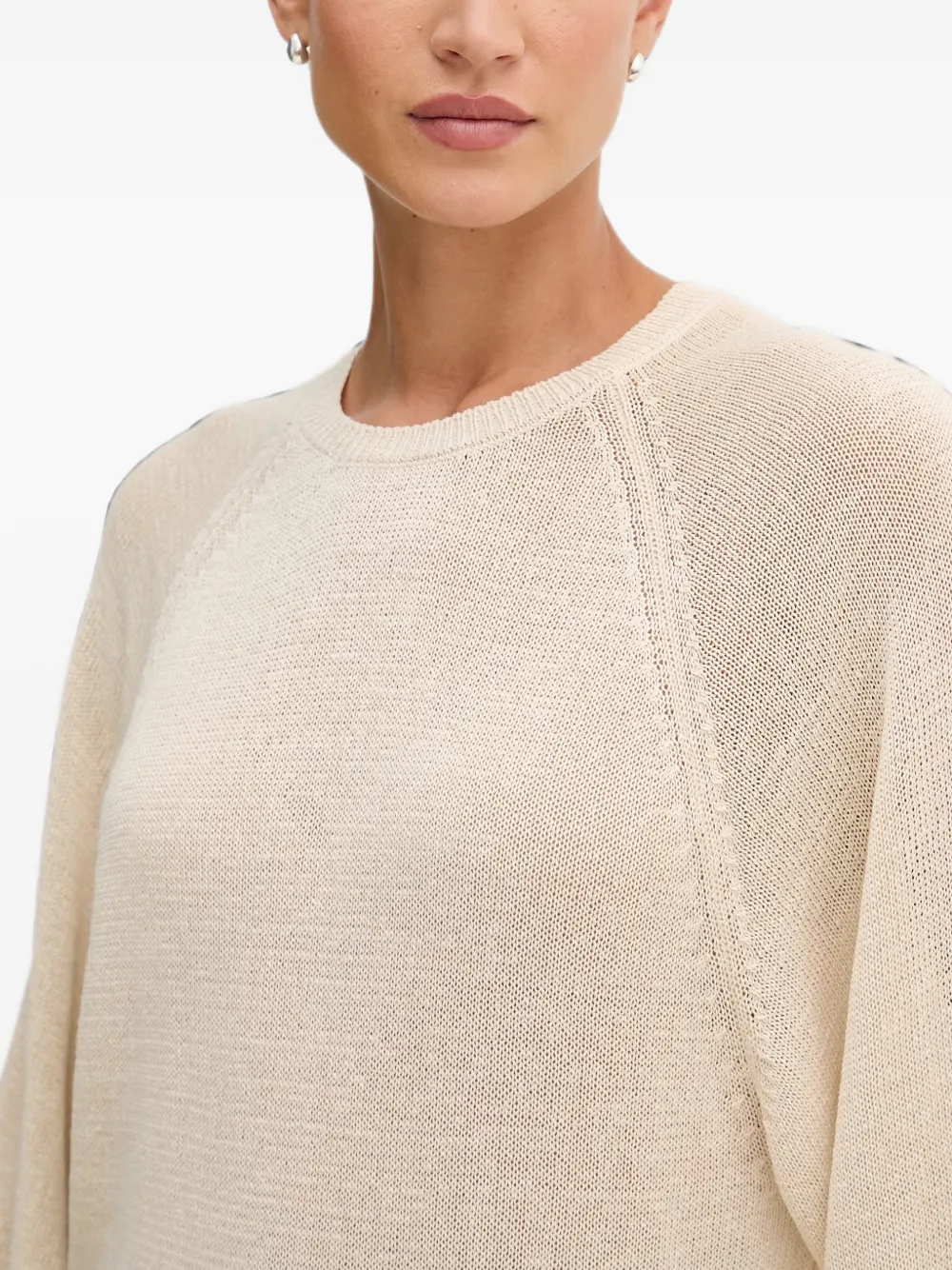 Benetton Trui met raglan mouwen en geribbelde afwerking Beige