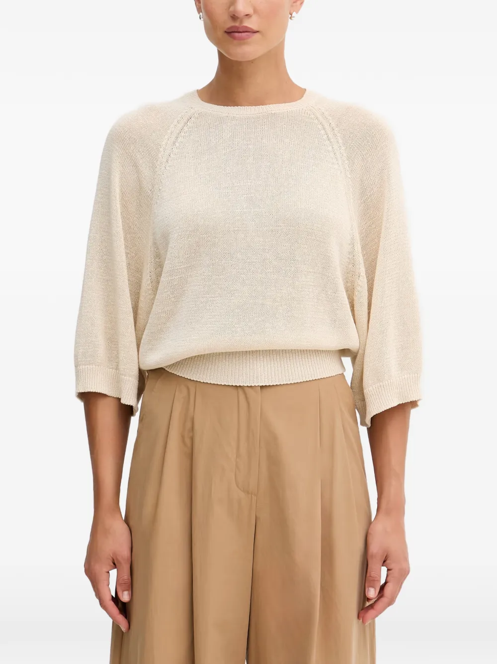 Benetton raglan-sleeve ribbed-trim sweater