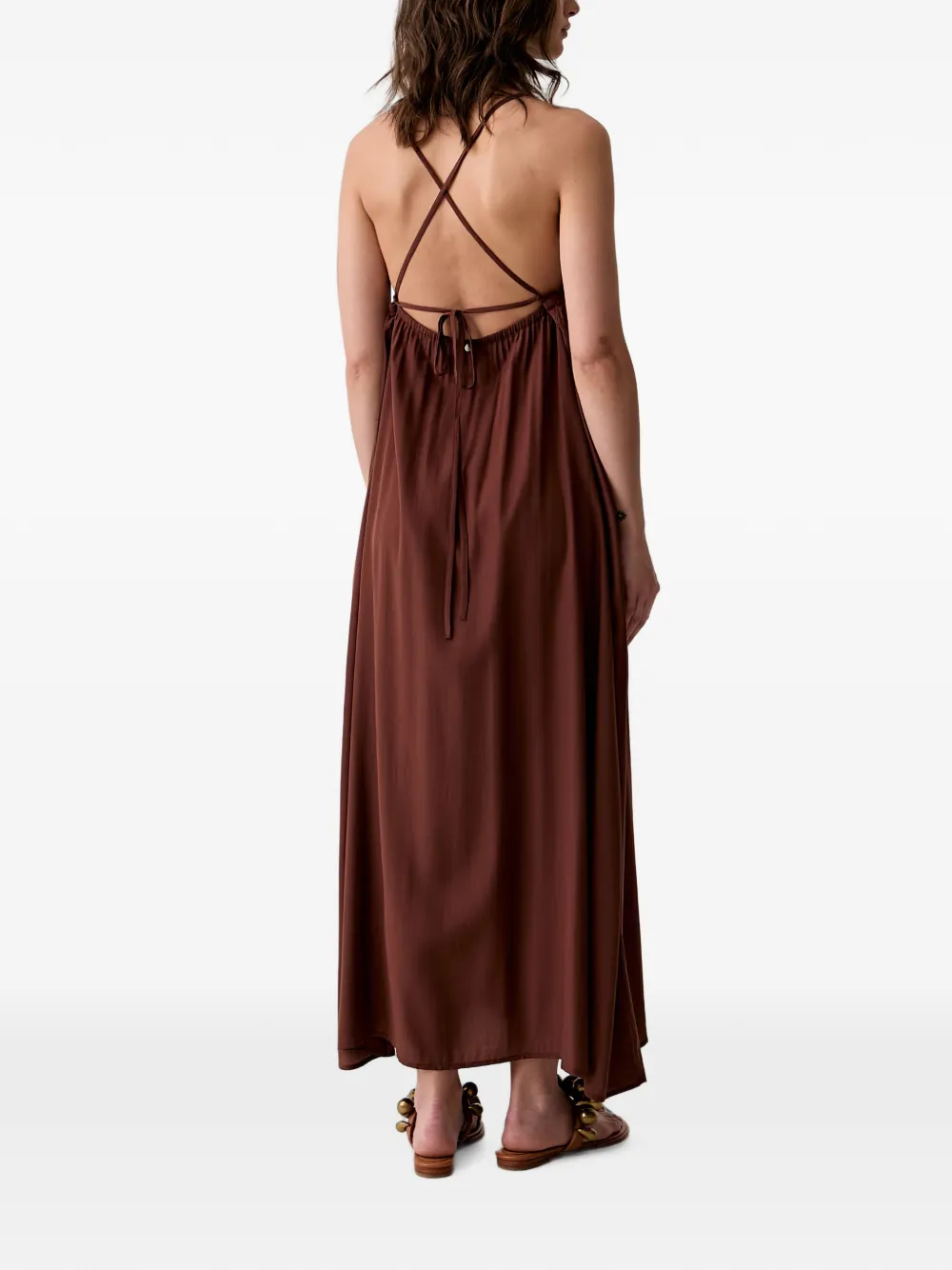 Benetton Maxi-jurk met gekruiste bandjes Bruin