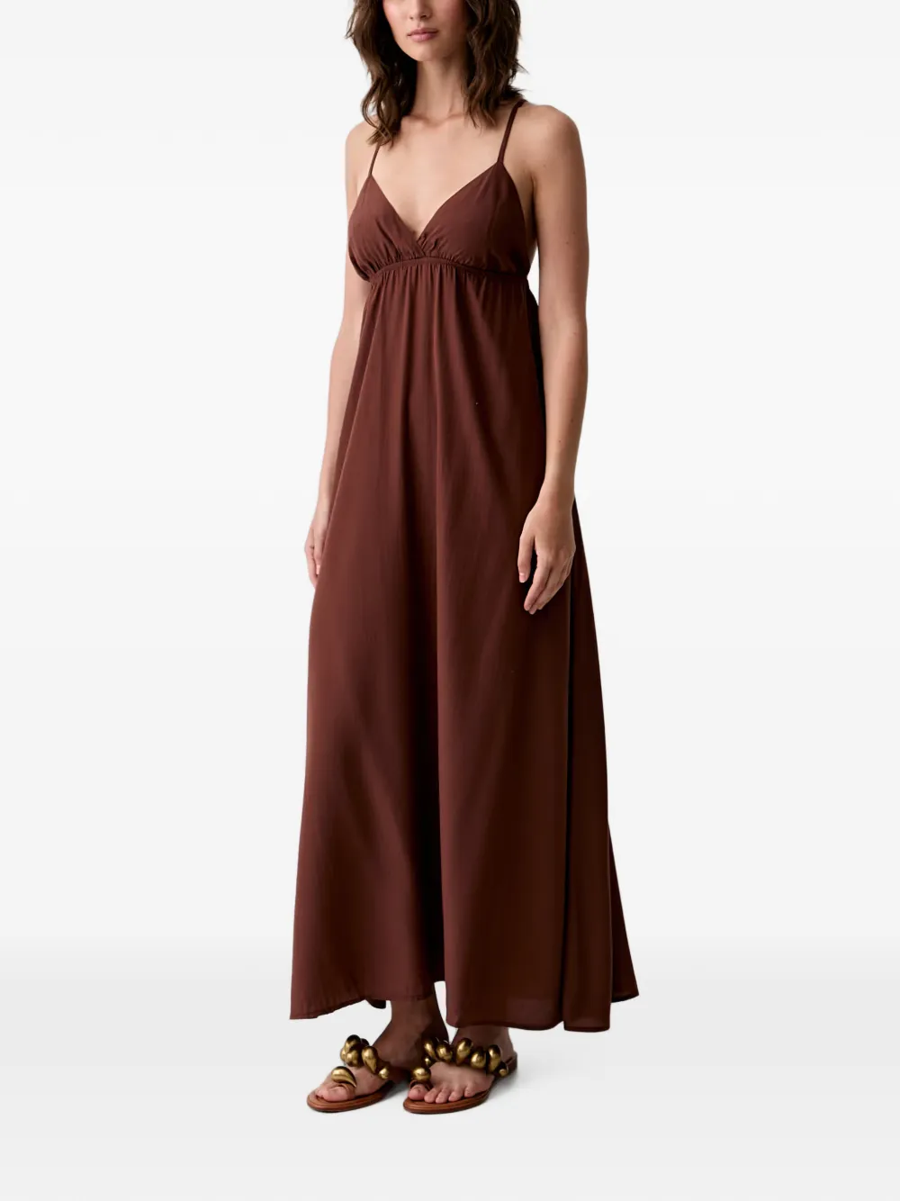 Benetton Maxi-jurk met gekruiste bandjes Bruin