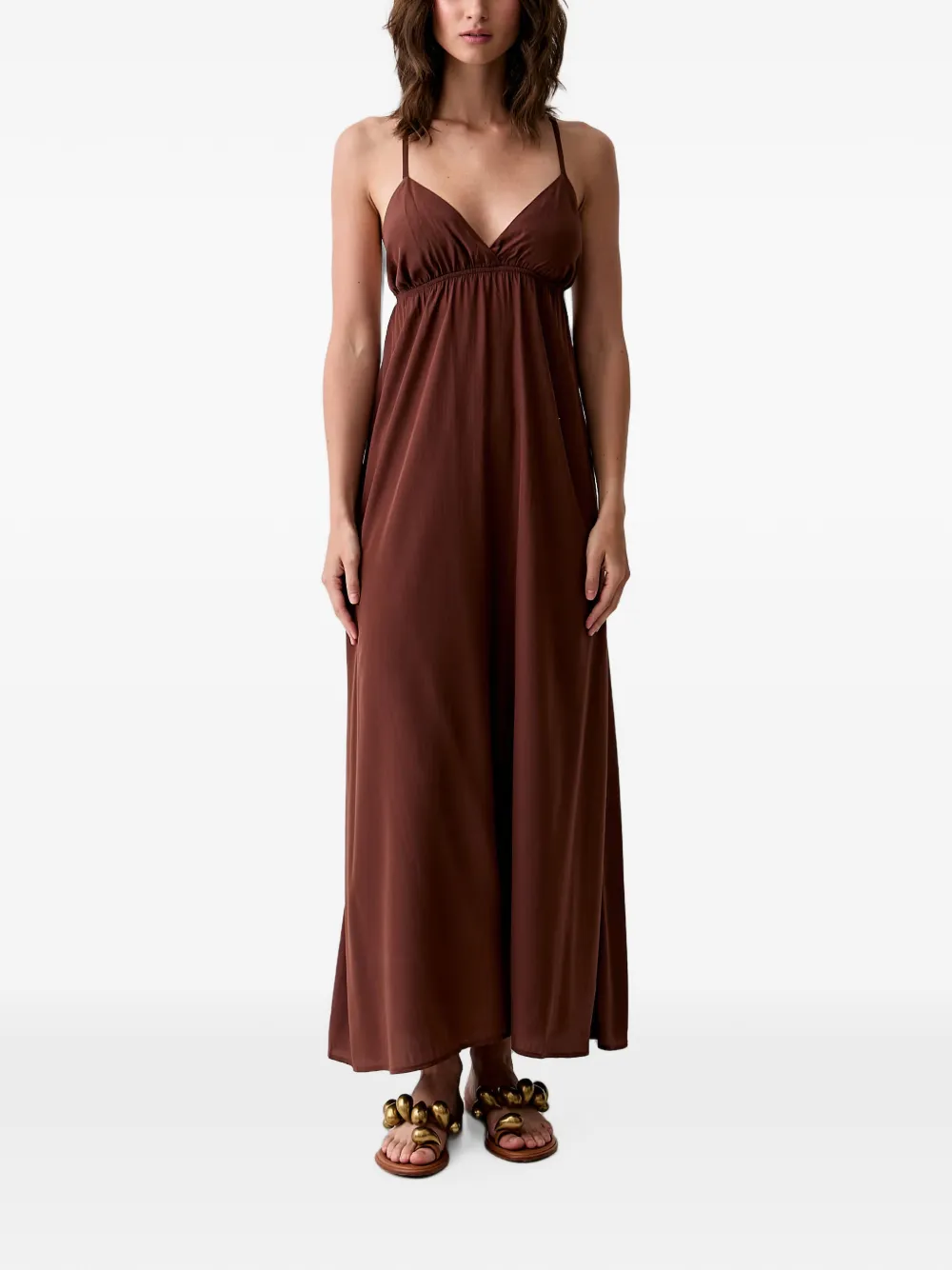 Benetton criss-cross back maxi dress - Braun