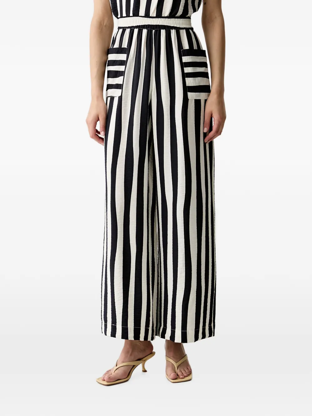 Benetton striped wide-leg trousers - Nero