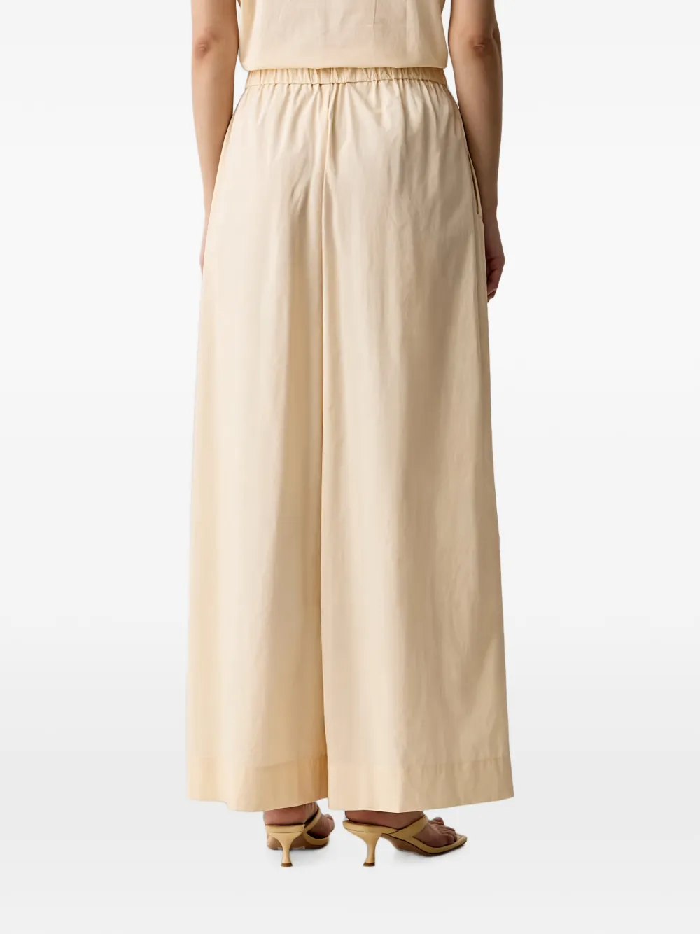 Benetton Broek met trekkoordtaille en wijde pijpen Beige