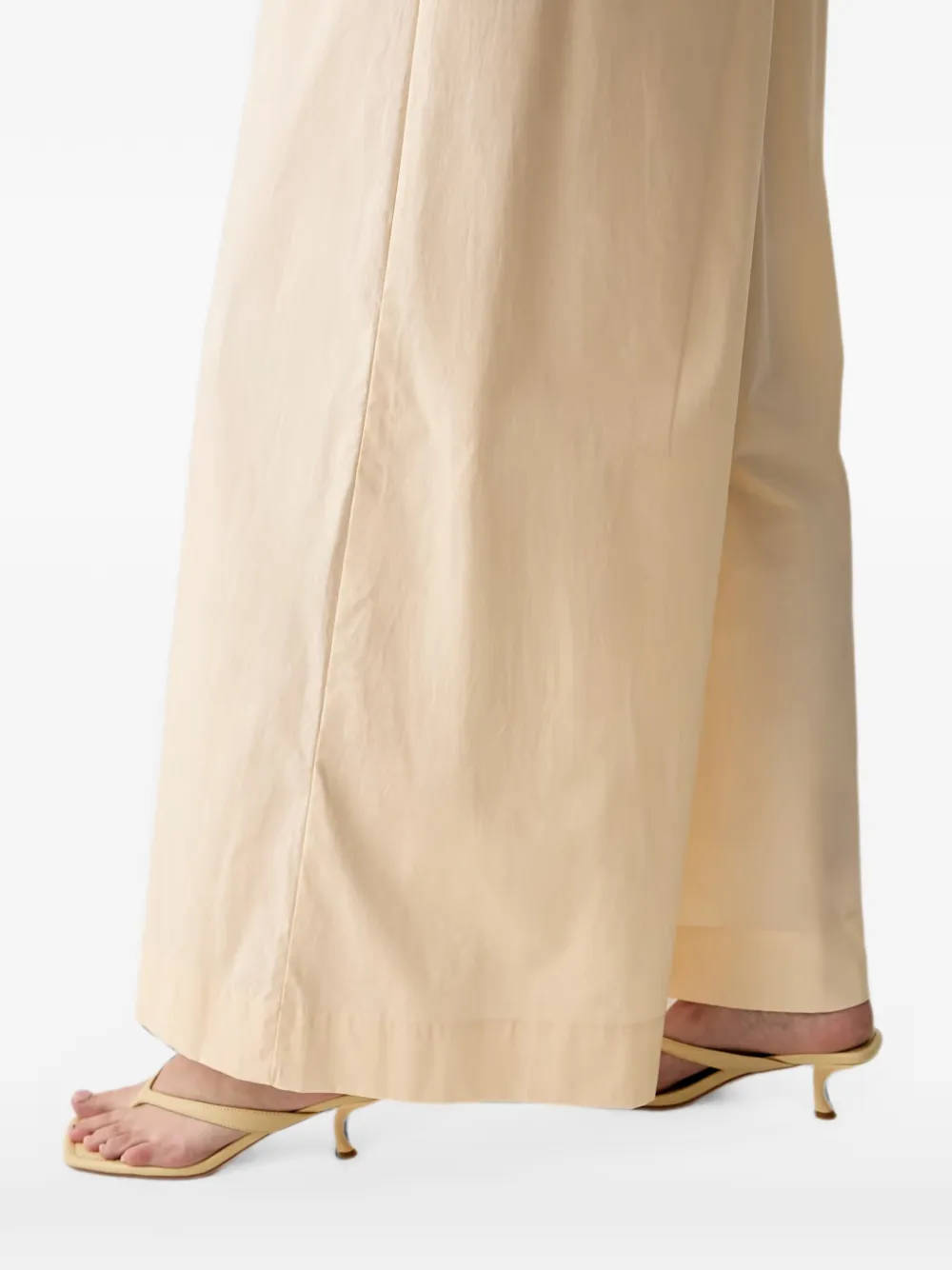 Benetton Broek met trekkoordtaille en wijde pijpen Beige
