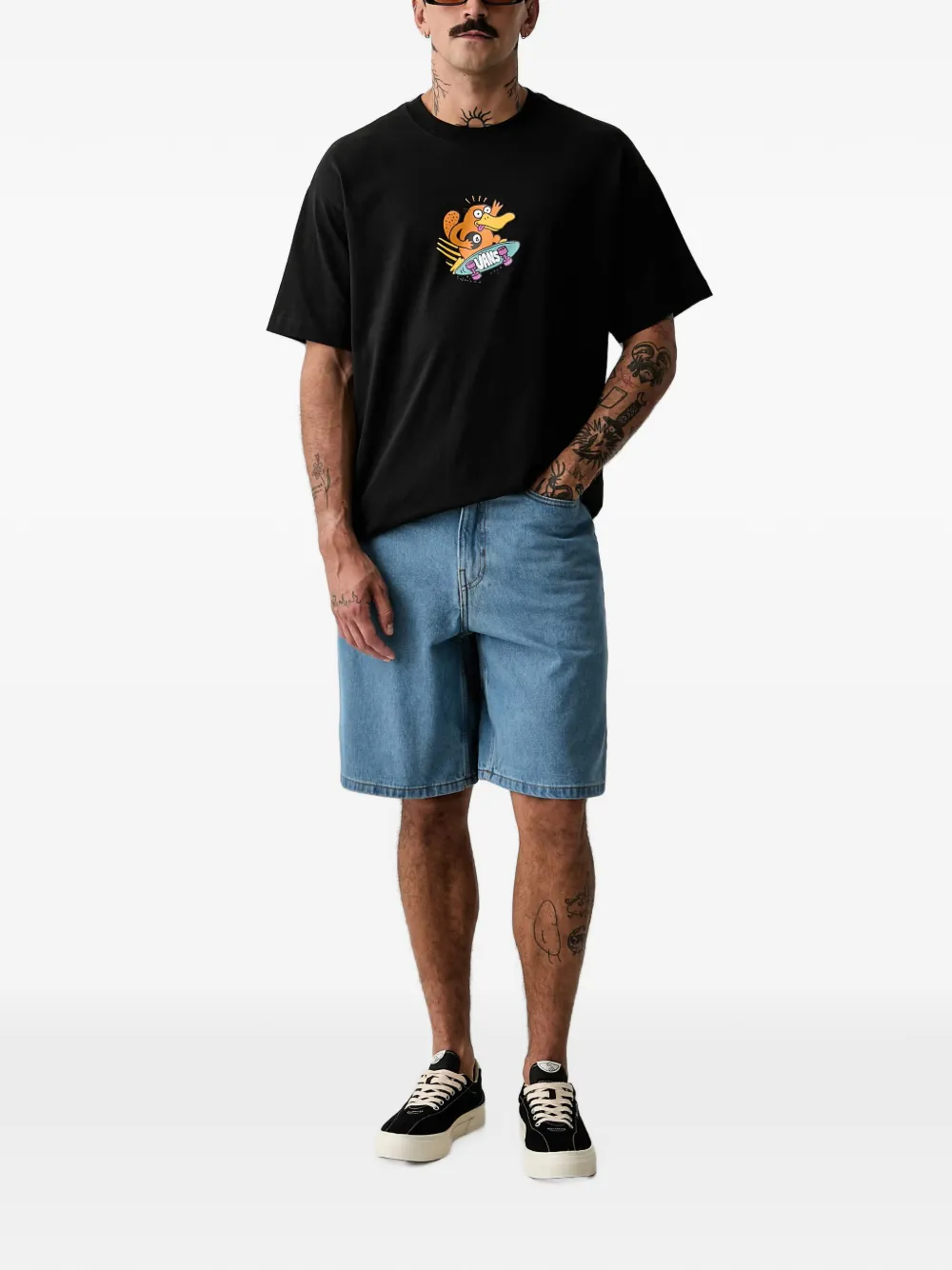 Vans Denim shorts met logopatch Blauw