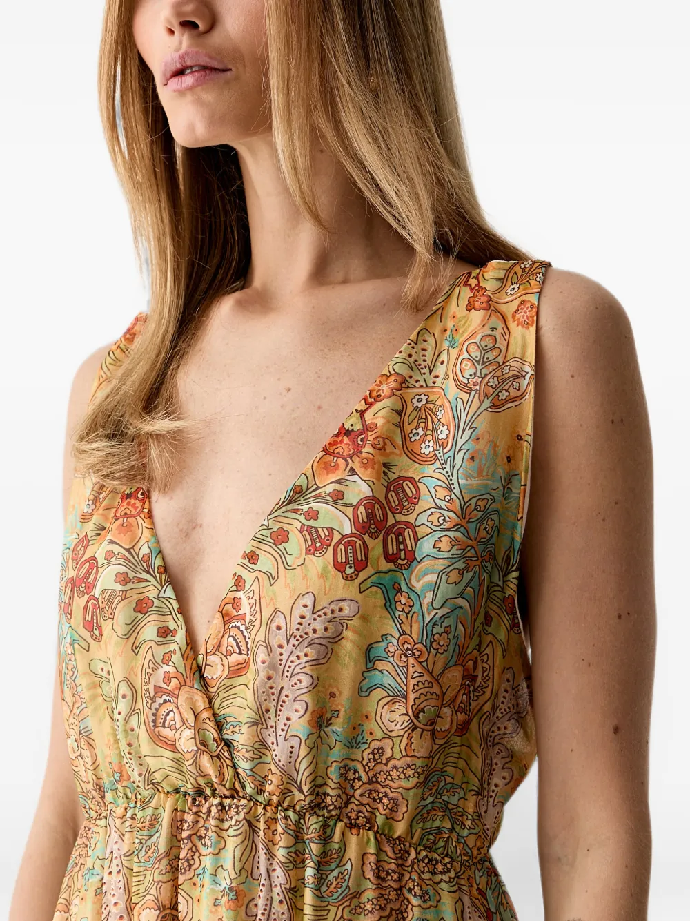 VICOLO Maxi-jurk met bloemenprint Geel