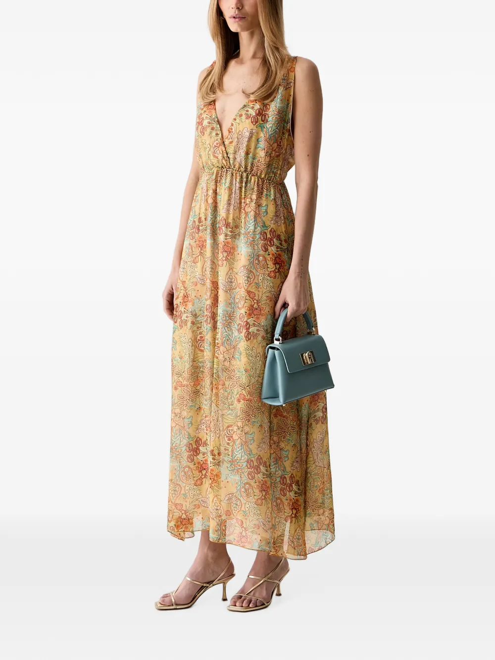 VICOLO Maxi-jurk met bloemenprint Geel