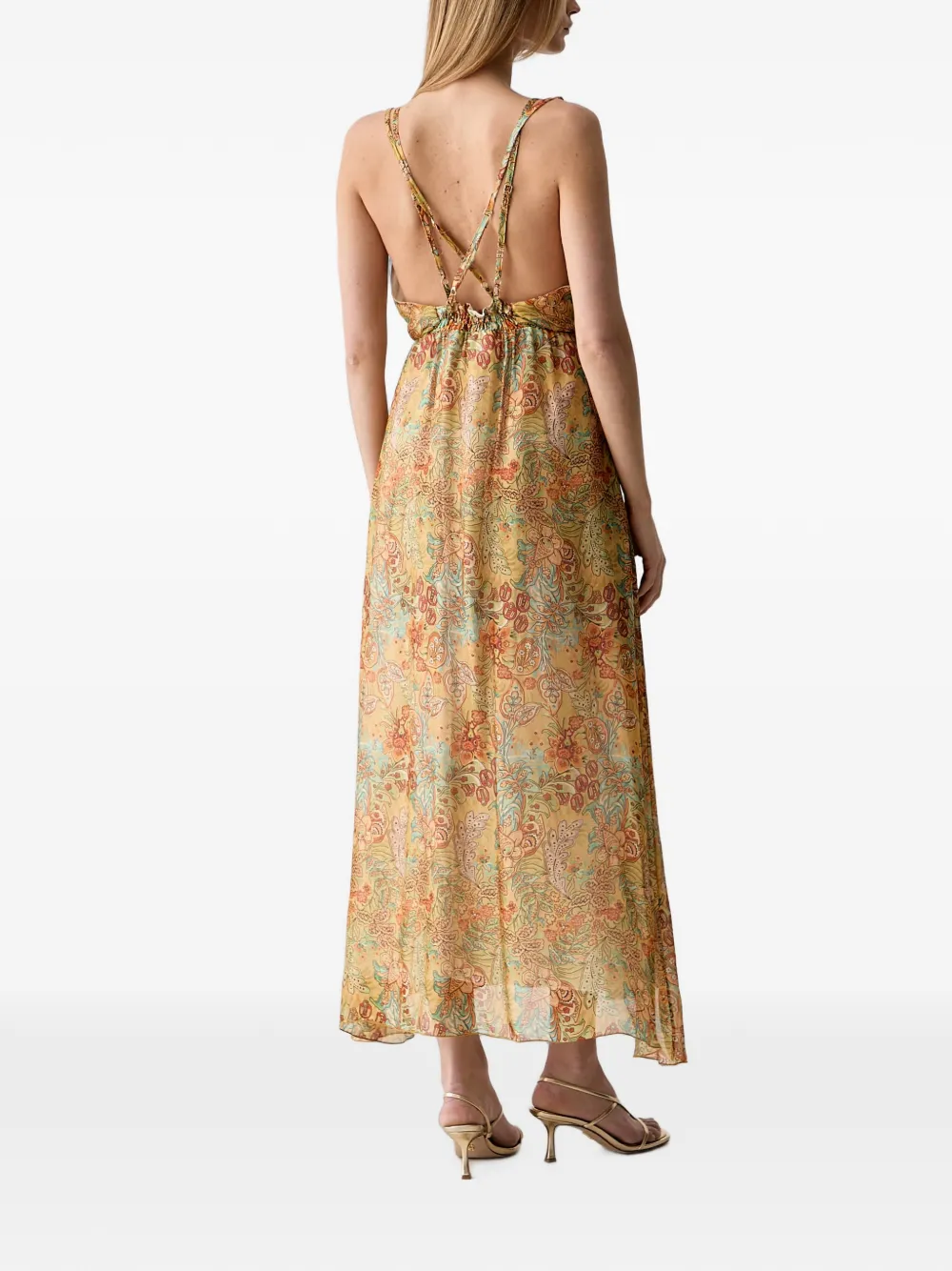 VICOLO Maxi-jurk met bloemenprint Geel