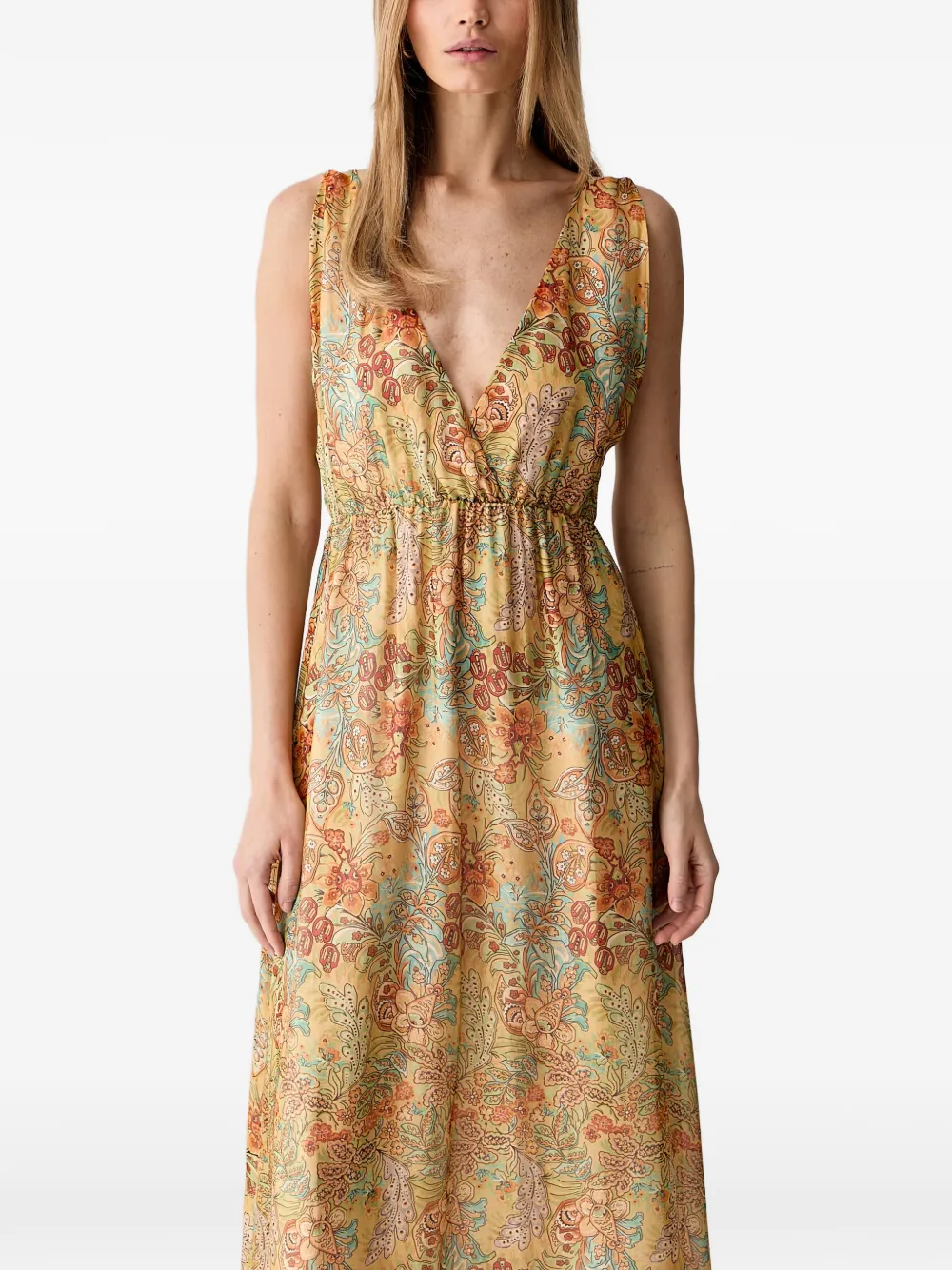 VICOLO Maxi-jurk met bloemenprint Geel