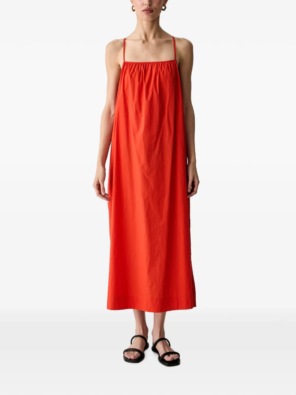 Benetton Losvallende maxi-jurk met striksluiting Rood