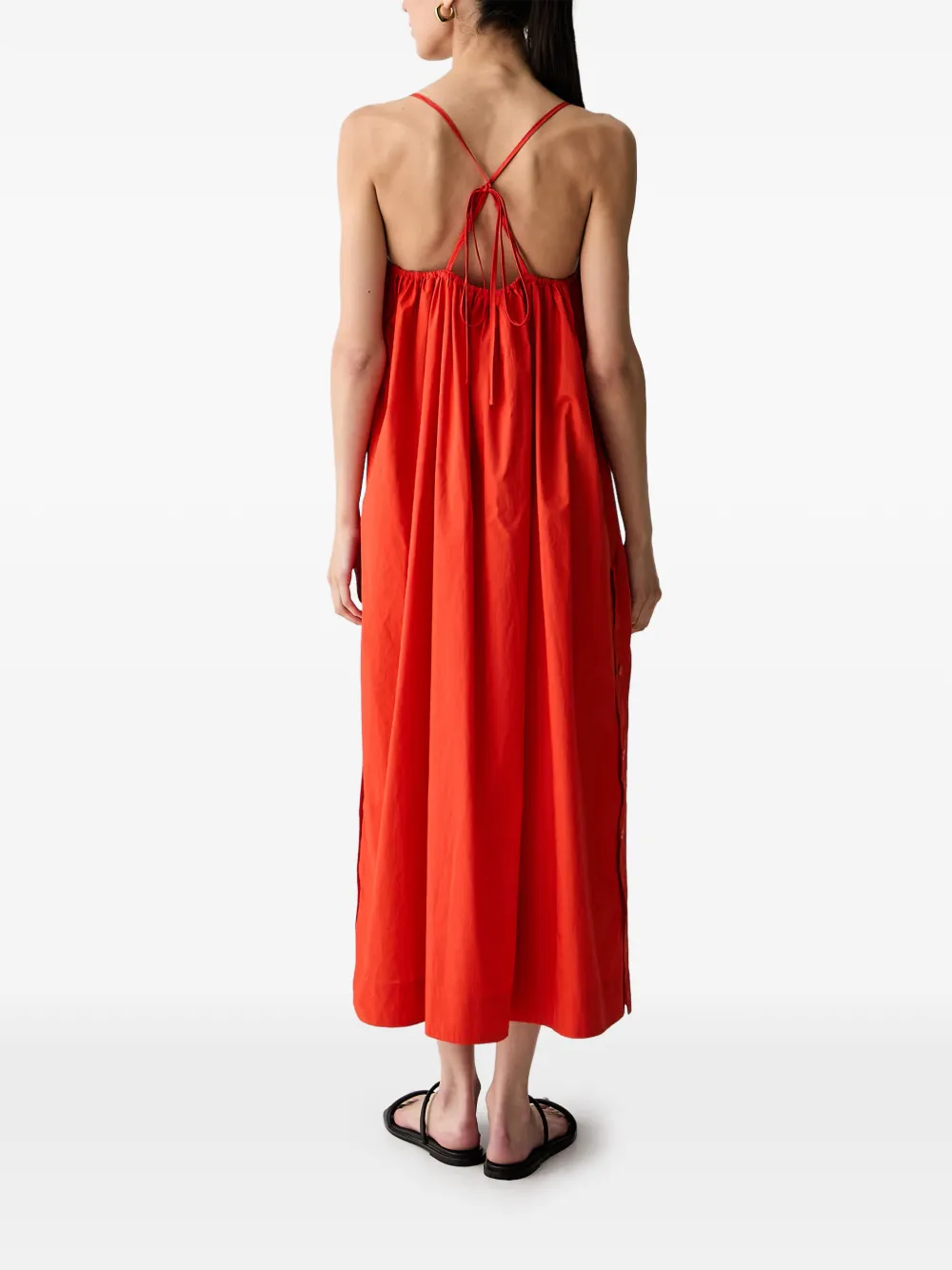Benetton Losvallende maxi-jurk met striksluiting Rood