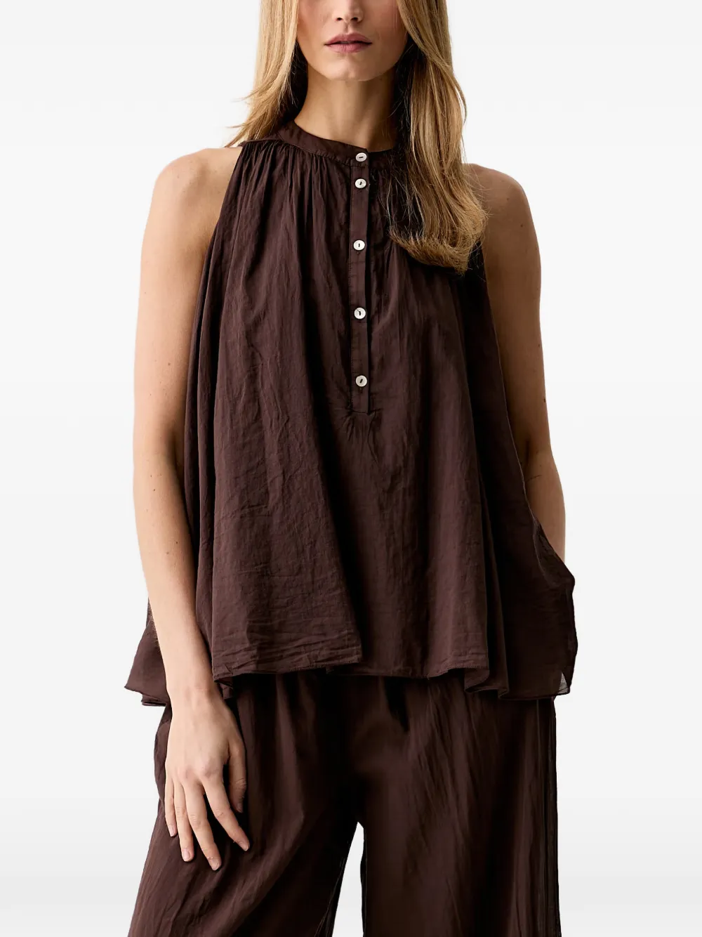 VICOLO Blusa girocollo - Marrone