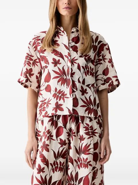 VICOLO camisa manga corta con hojas estampadas