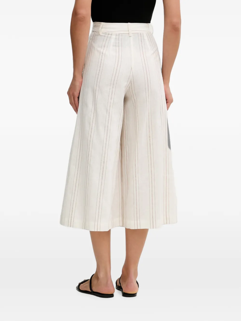 Benetton Gestreepte plooibroek Beige