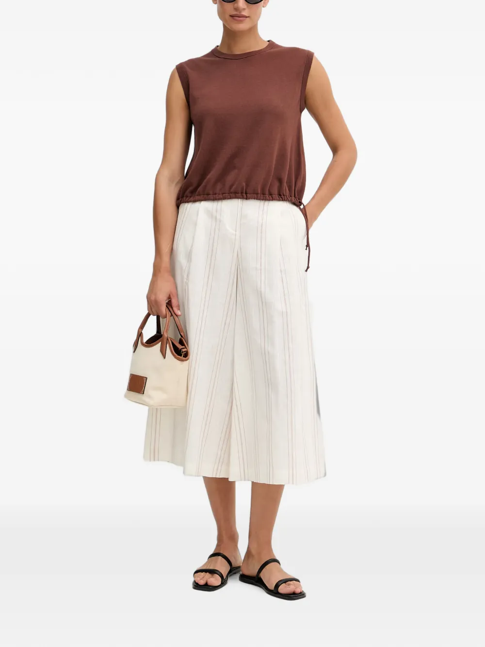 Benetton Gestreepte plooibroek Beige