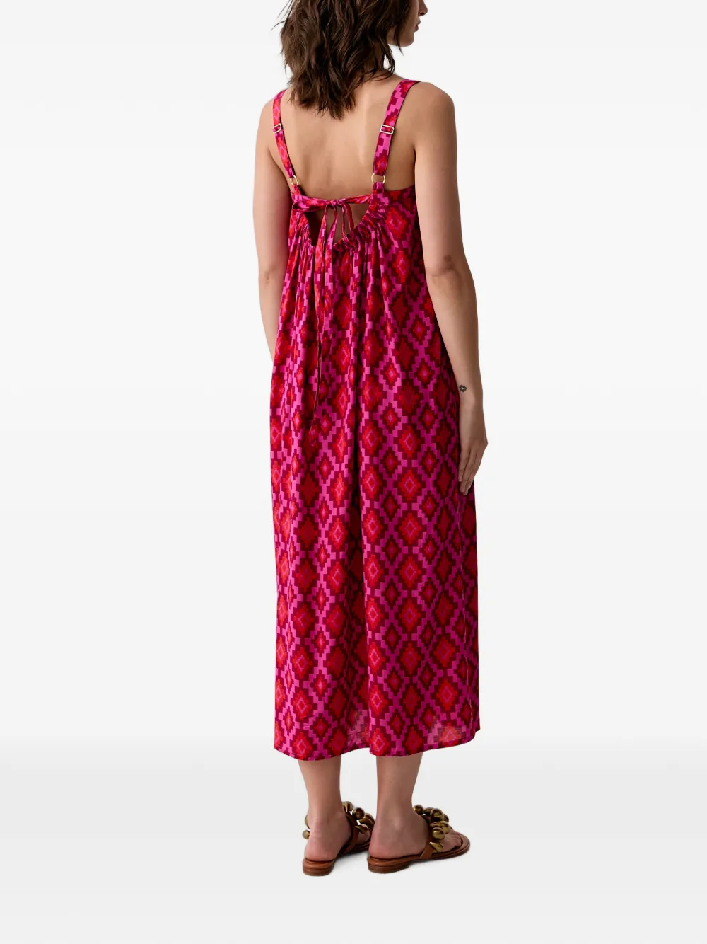 Benetton Maxi-jurk met geometrische print en strik Roze
