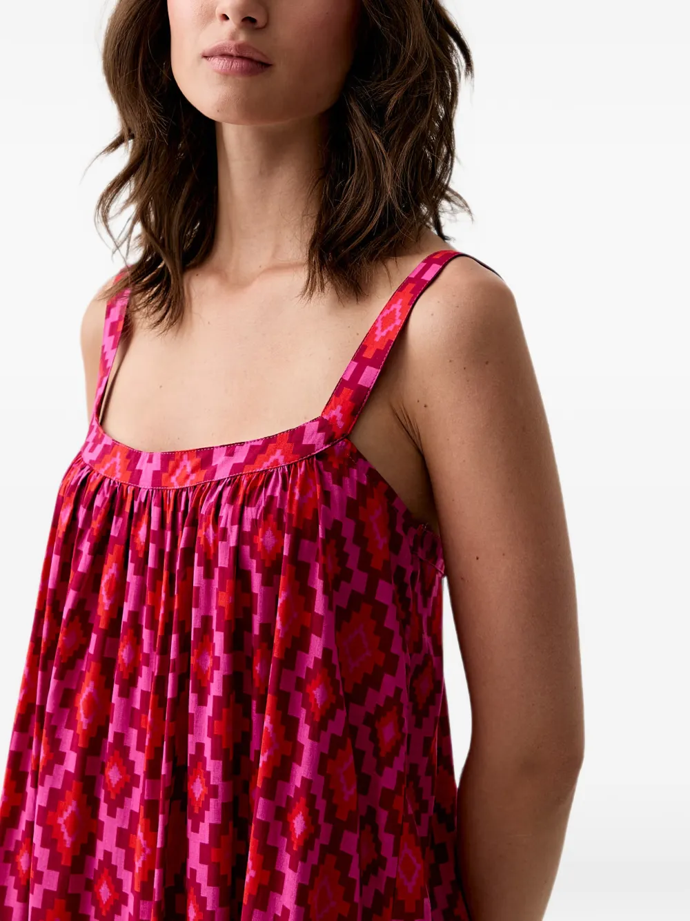 Benetton Maxi-jurk met geometrische print en strik Roze