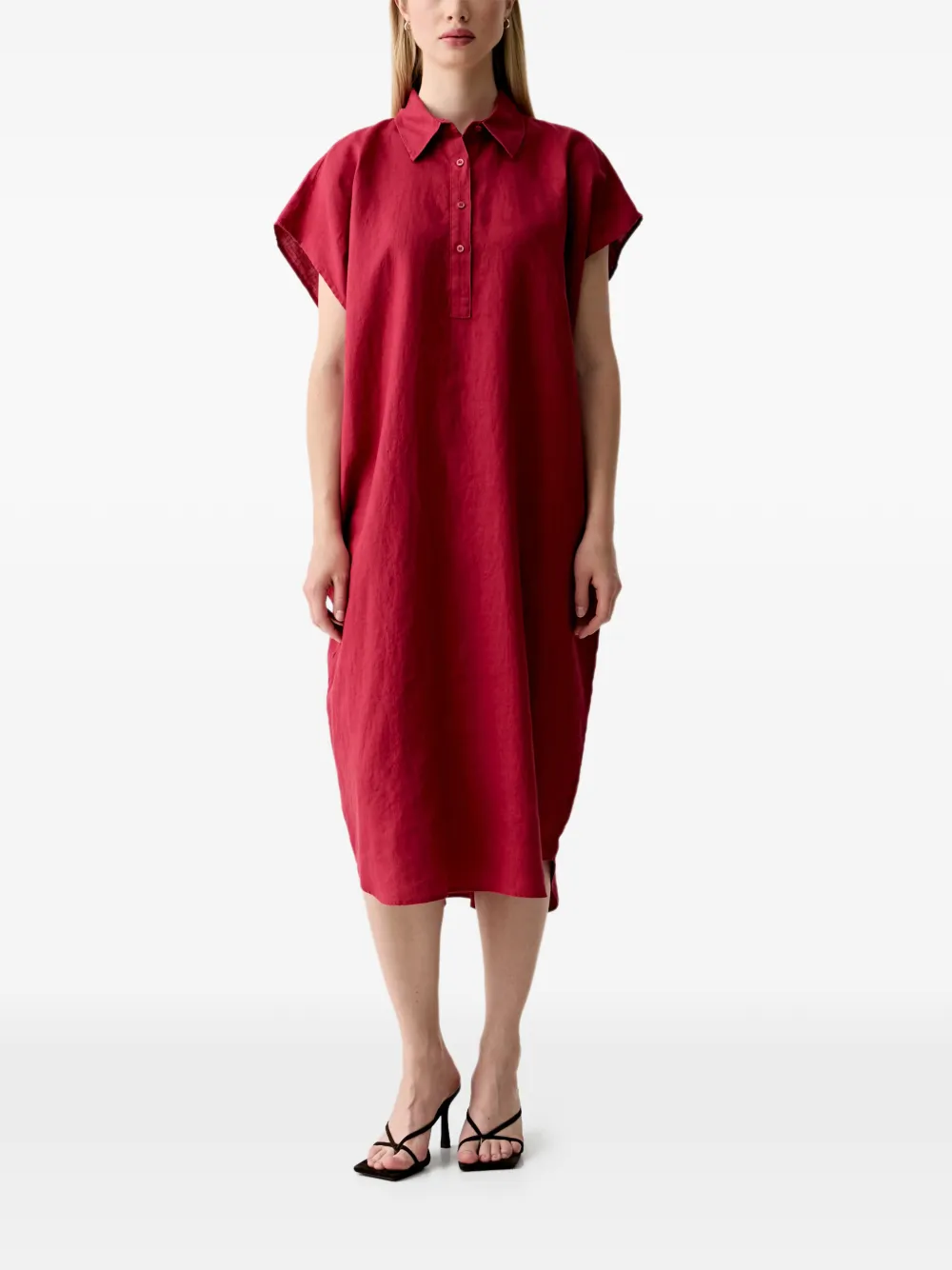 Benetton short-sleeve shirt midi dress - Rot