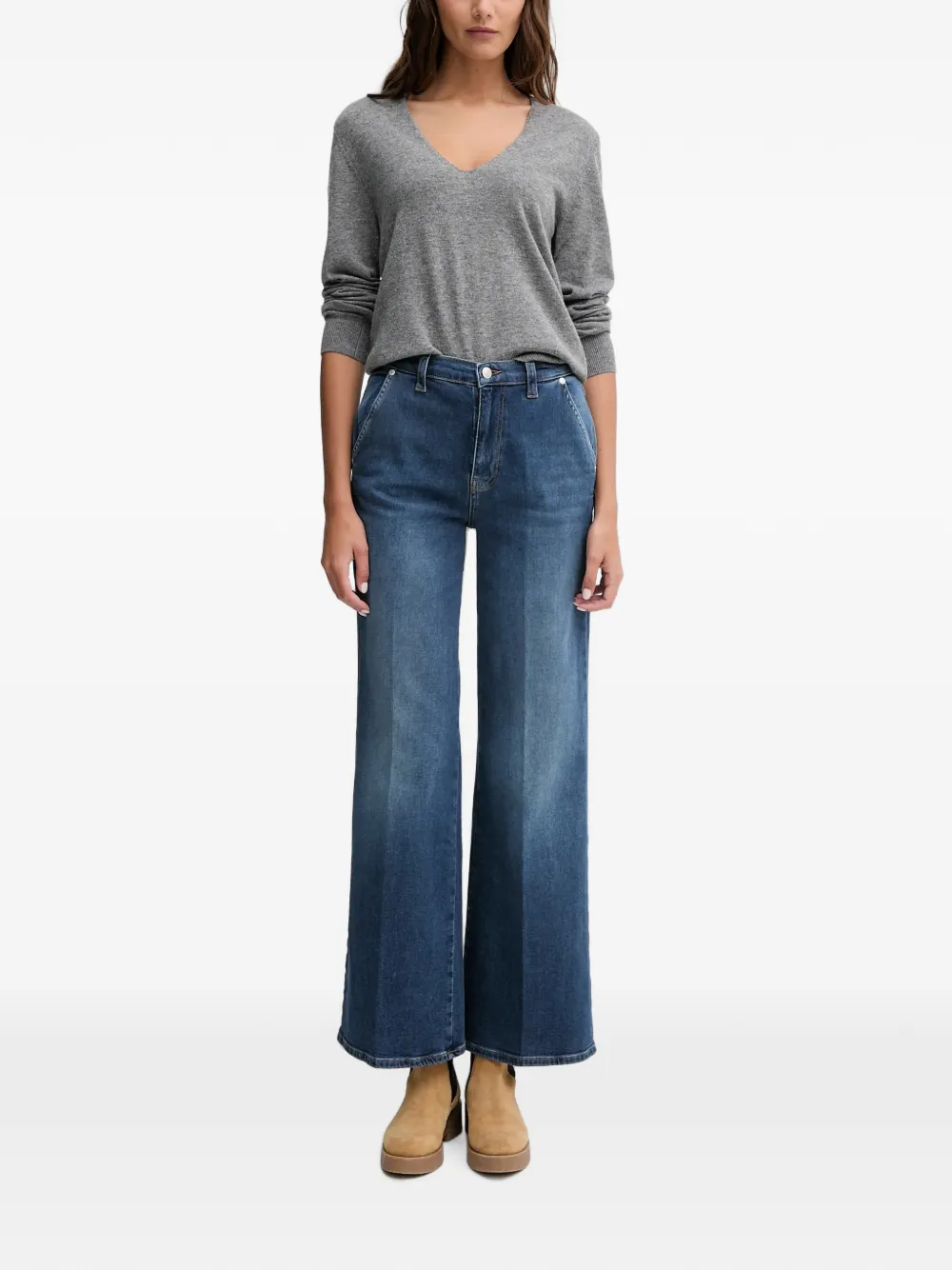 Benetton Trui met V-hals Grijs