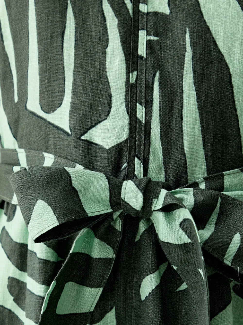 Benetton Midi-jurk met bladerprint en ceintuur Groen