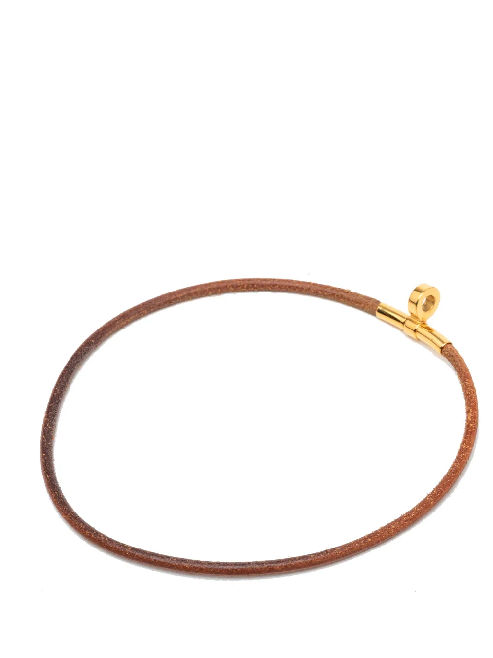 Hermès Pre-Owned 2000-2026 Leather and Gold Plated Kite Choker Necklace costume necklace - Marrone