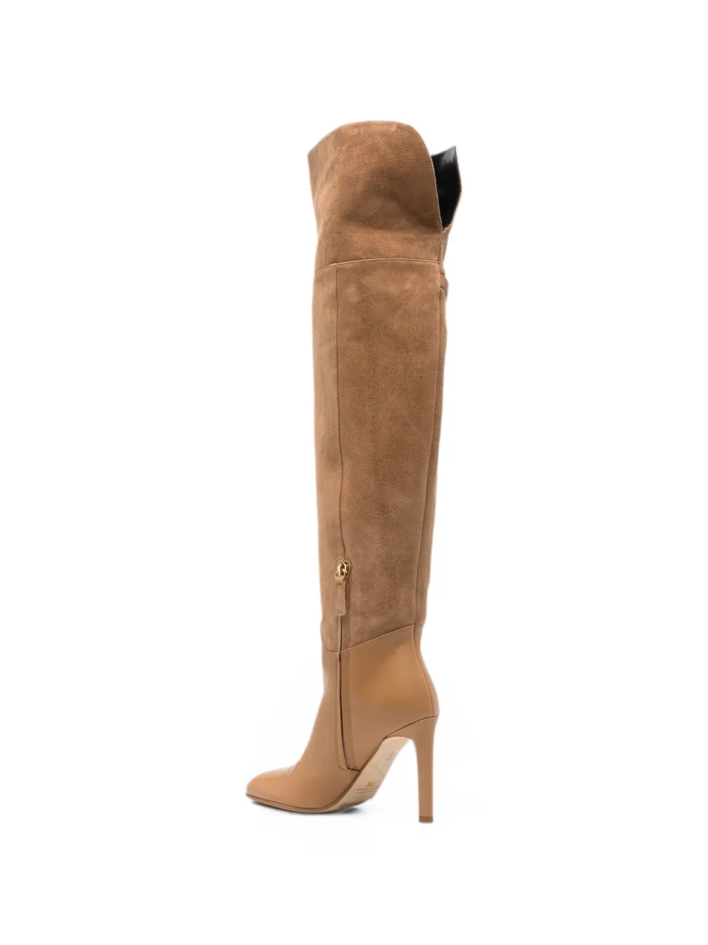 Elisabetta Franchi logo-plaque over-the-knee boots Beige