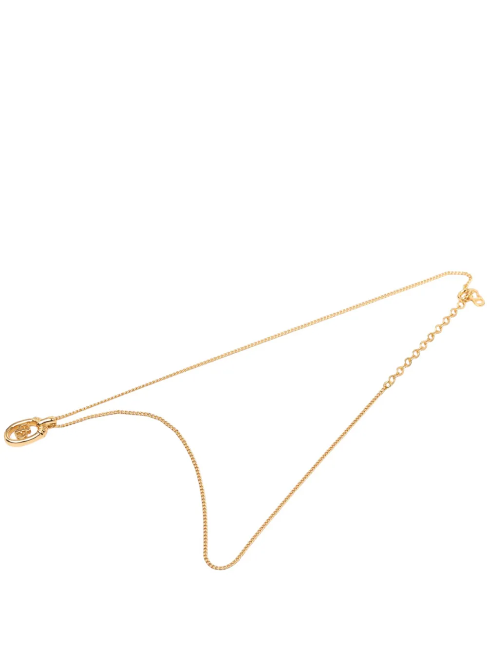 Christian Dior Pre-Owned 20th Century Gold Plated CD Logo Oval Pendant Necklace costume necklace