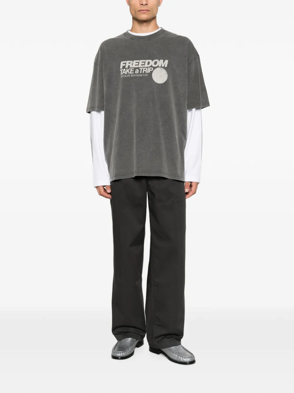 7 For All Mankind T-shirt met print Grijs