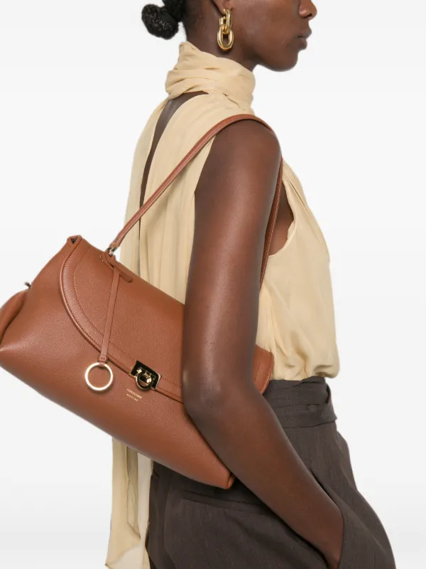 Ferragamo Gancini flip-lock Shoulder Bag | Brown | FARFETCH