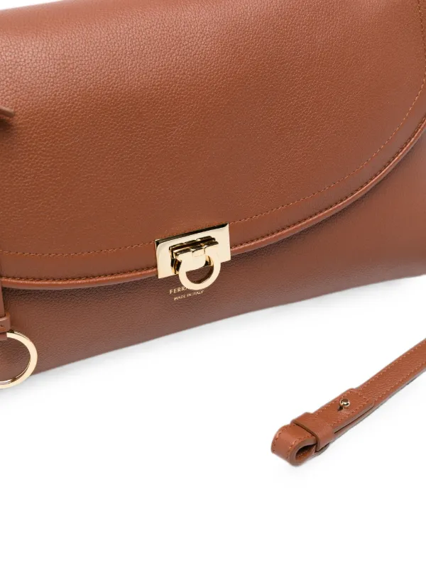 Ferragamo Gancini flip-lock Shoulder Bag | Brown | FARFETCH