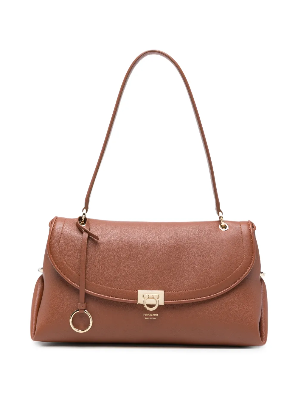 Ferragamo Gancini pebbled leather tote bag - Brown