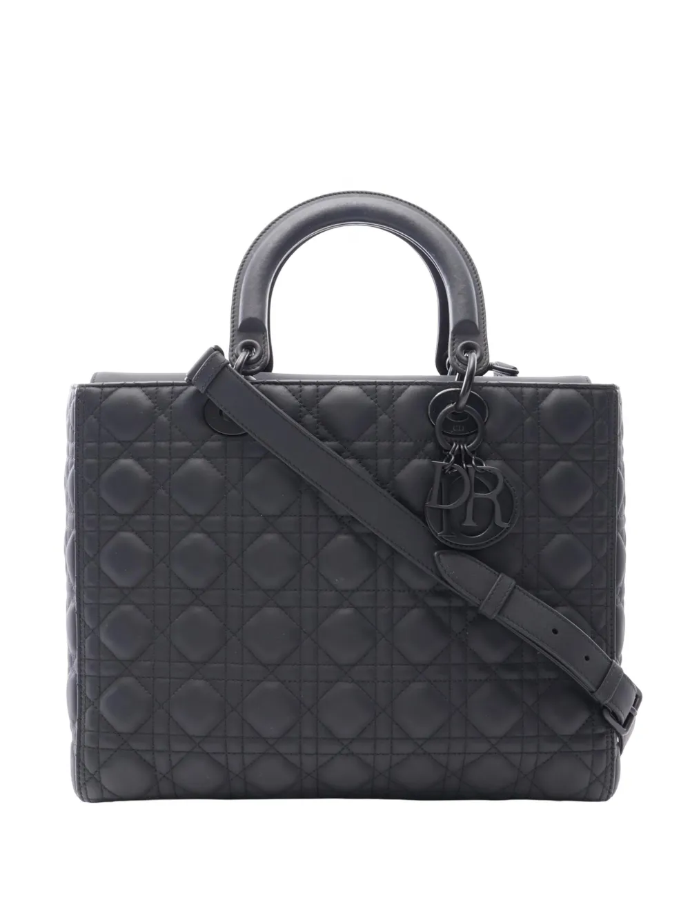 Christian Dior Pre-Owned 2010-2026 Large Ultra Matte Calfskin Cannage Lady Dior satchel - Schwarz