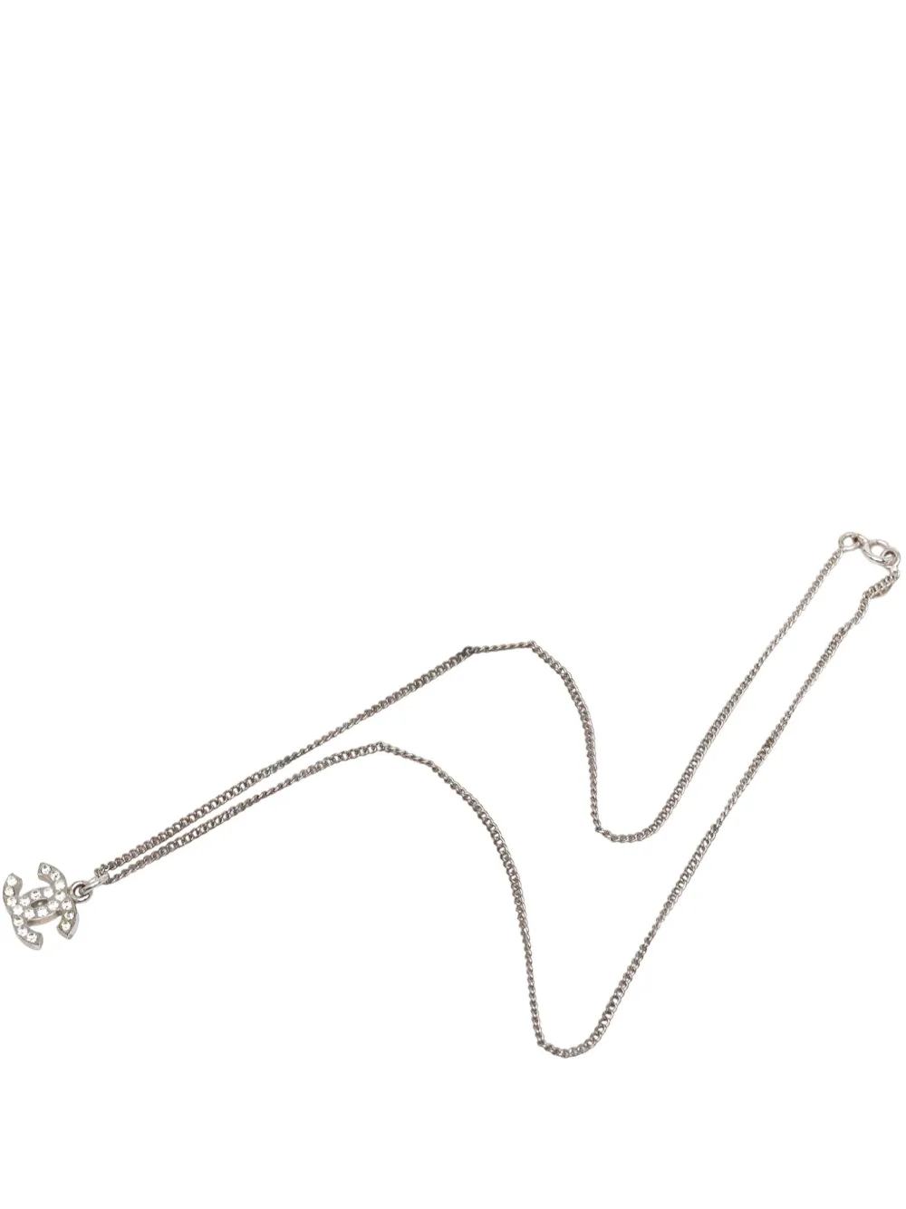 CHANEL Pre-Owned 2007 CC Brass and Strass Pendant Necklace costume necklace - Silver