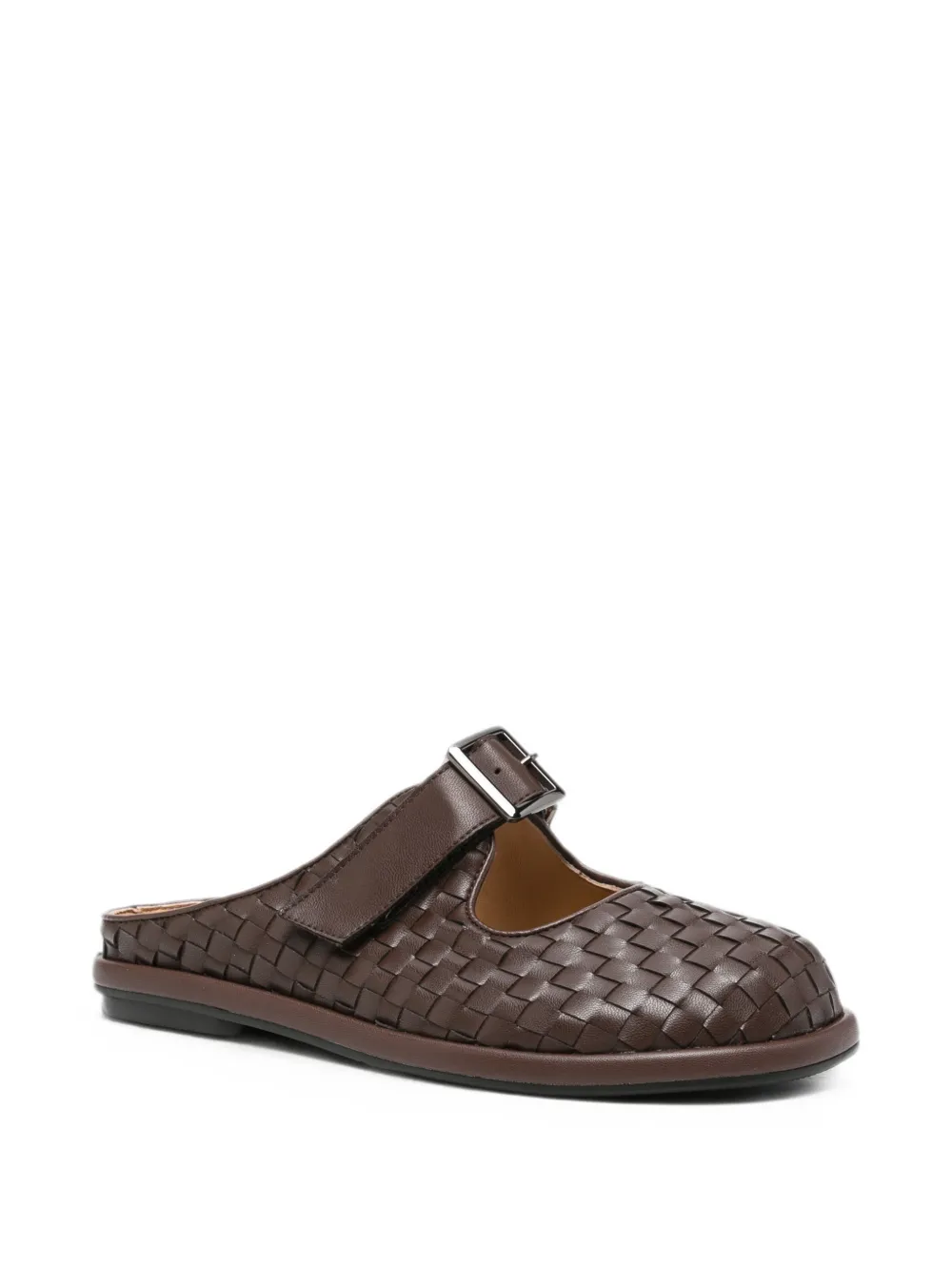 SERGIO MORETTI FIRENZE woven buckle-fastening slippers Bruin