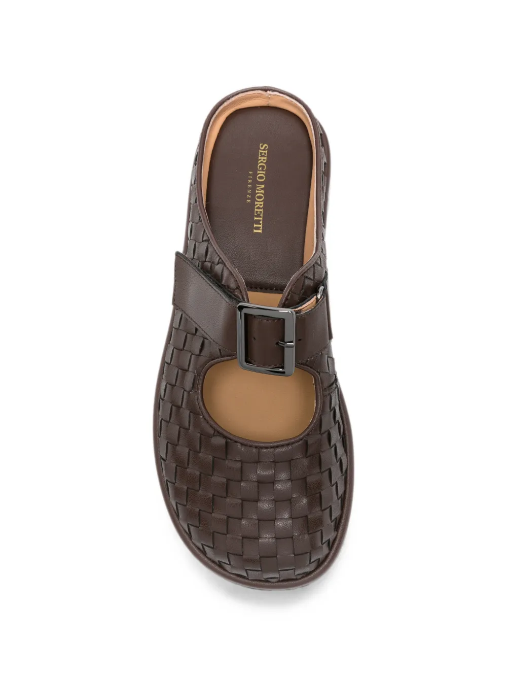 SERGIO MORETTI FIRENZE woven buckle-fastening slippers Bruin