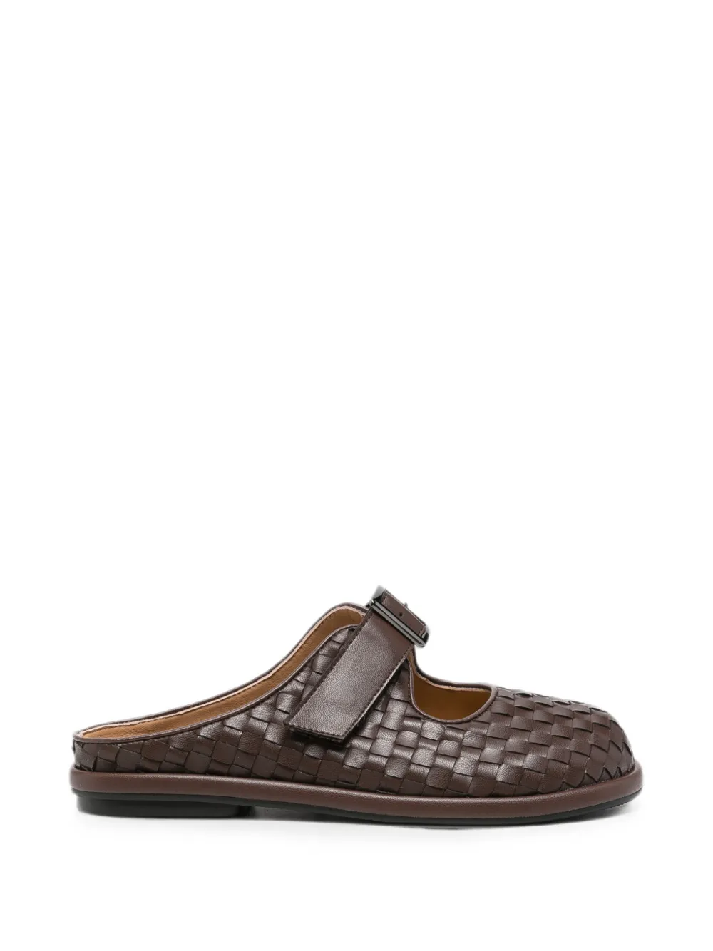 SERGIO MORETTI FIRENZE woven buckle-fastening slippers - Marrone